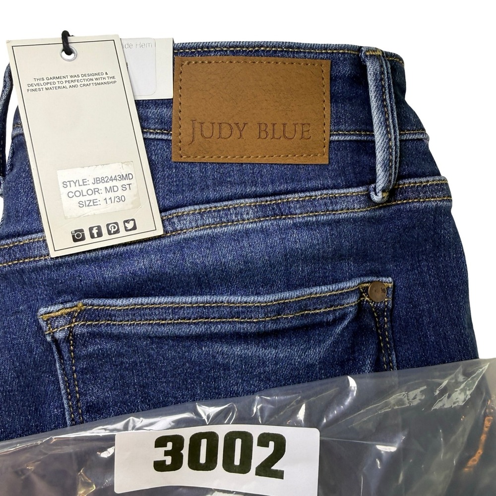 Judy Blue High Waist Flare Jeans Medium Wash Wide Hem JB82443MD Size 11/30 NEW - Picture 10 of 10